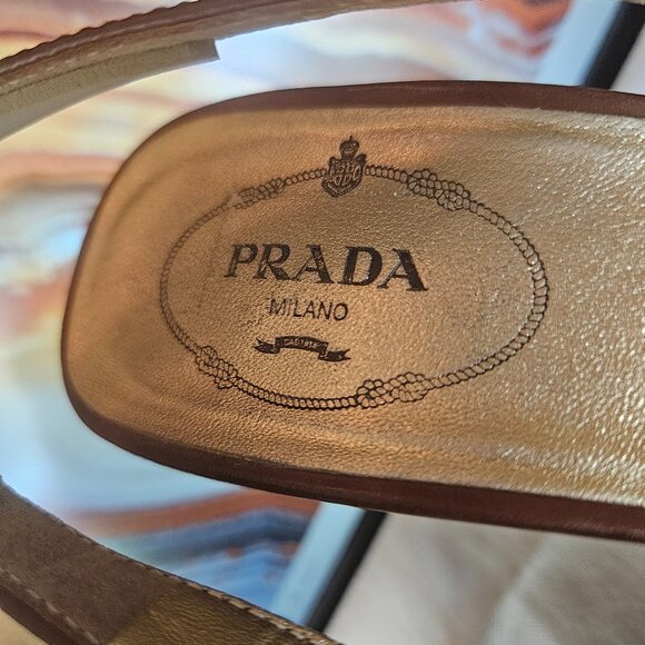 Prada Brown Slingback Heels - Picture 3 of 6
